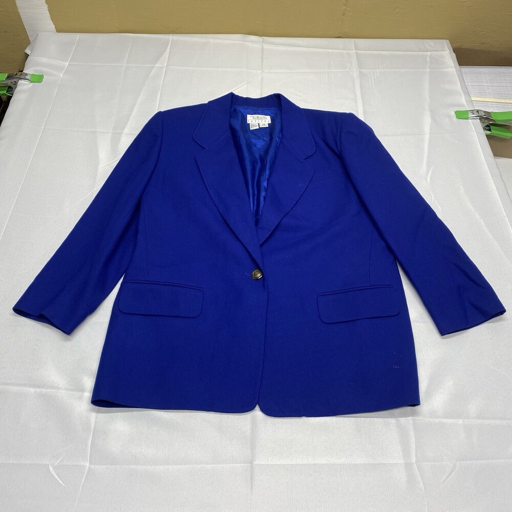 Talbots Petites 100% Wool Cobalt Blue Two-Piece Pant Suit Size 12